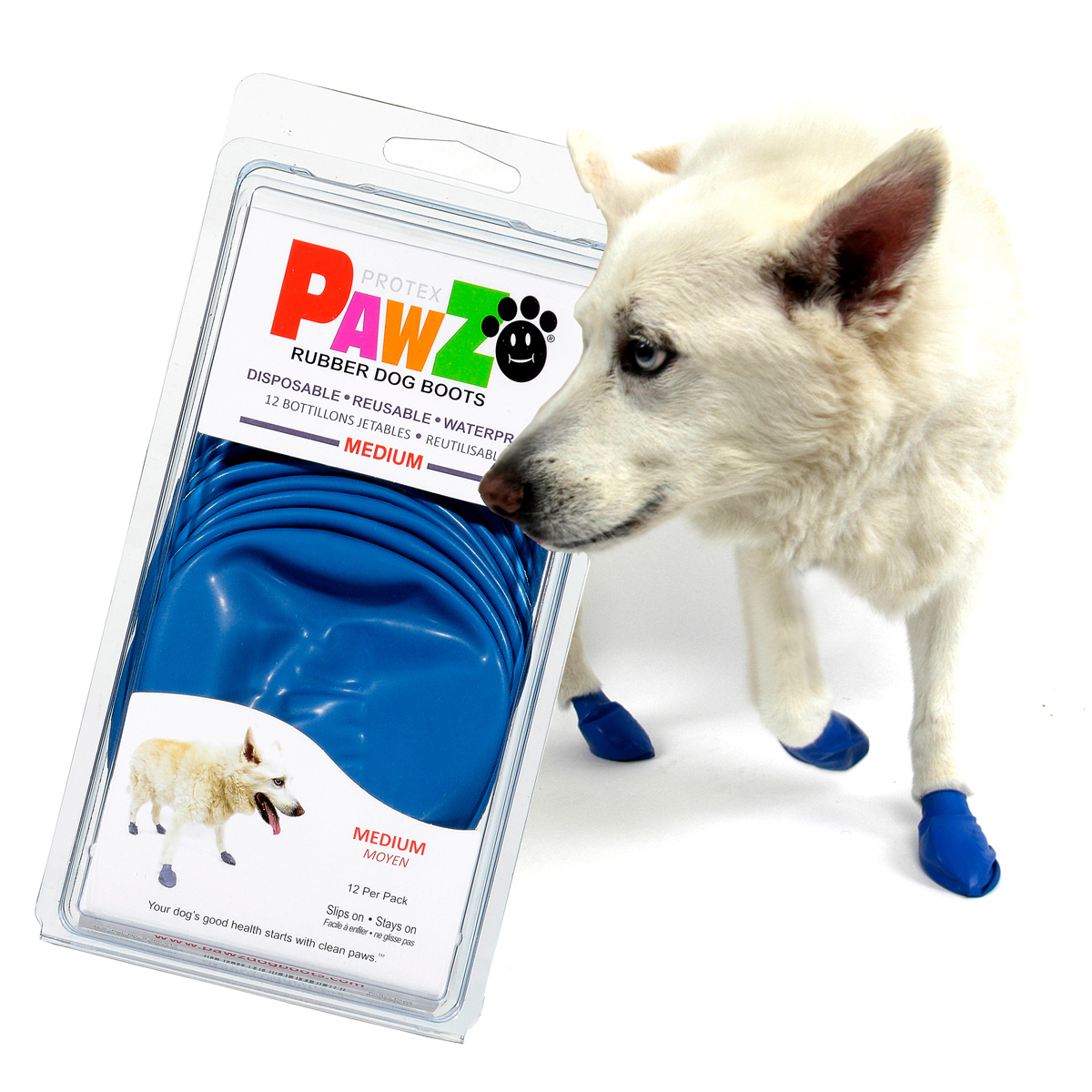 Pawz Dog Boots Botas de Caucho Reutilizables e Impermeables para Perro, Mediano