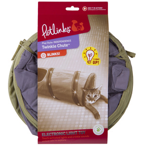 Petlinks Túnel Electrónico Colapsable Color Vino/ Azul con Destellos Luminosos para Gato, 60 cm