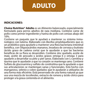 Choice Nutrition Alimento Avanzado Seco para Perro Adulto Razas Medianas/Grandes Receta Pollo, 2 kg
