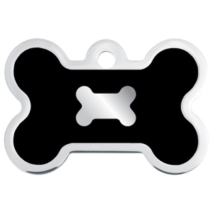 Hillman Group Placa de Identificación Grabable Diseño Hueso Epoxy Negro para Perro, Grande