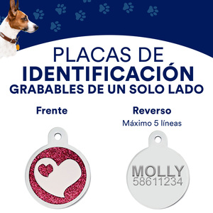 Hillman Group Placa de Identificación Circular Grabable Diseño Corazón Epoxy para Perro, Grande