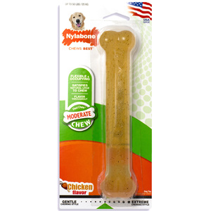 Nylabone Moderate Chew Juguete Masticable Diseño Hueso Liso Flexible Sabor Pollo para Perro, X-Grande