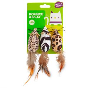 Leaps & Bounds Set de 3 Ratoncitos Diseño Safari para Gato, 1 Paquete