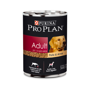 Pro Plan Alimento Húmedo para Perro Adulto de Todas las Razas Receta Pollo y Arroz, 368 g