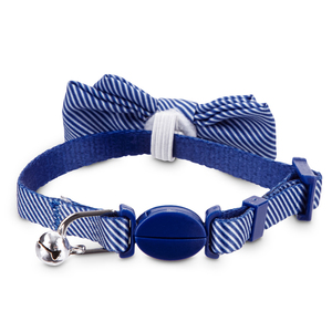 Bond & Co Collar con Broche de Seguridad Diseño Seersucker con Moño para Gatito Color Azul
