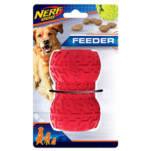 Nerf Dog Dispensador de Premios con Huella de Llanta Color Rojo para Perro, Grande