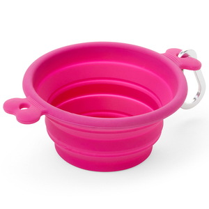 EveryYay Bowl Colapsable de Silicón Color Rosa para Perro, Chico