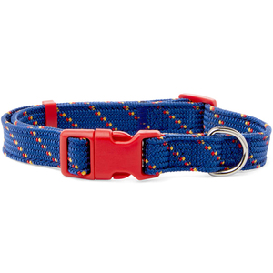 Youly Collar Azul Nylon Palmeado Diseño Puntos con Broche Rojo para Perro, Mediano