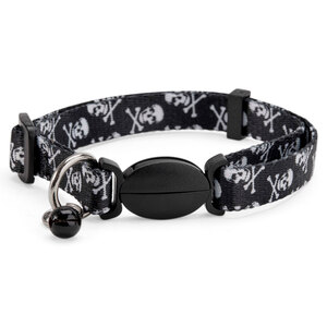 Youly Collar con Broche Diseño Calaveras para Gato, Negro