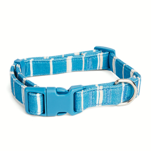 Youly Collar Plano Ajustable Color Azul Diseño a Rayas para Perro, Grande