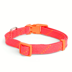 Youly Collar Plano Ajustable Diseño Cuerda Color Rosa/ Naranja para Perro, Mediano