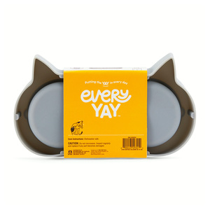 EveryYay Set Base de Silicón Diseño Rostro Felino con Doble Tazón para Gato, 0.9 Tazas