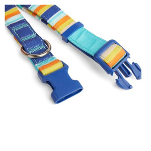 Youly Collar Ajustable Diseño Líneas Azul/ Naranja con Broche para Perro, Chico