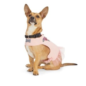 Youly Arnés Color Rosa con Olanes y Flores Bordadas para Perro, Mediano Youly Arnés Color Rosa con Olanes y Flores Bordadas para Perro, Mediano