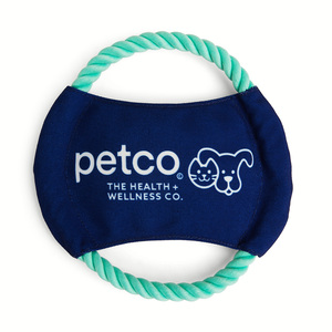 Leaps & Bounds Frisbee Color Azul con Lona y Cuerda para Perro, Mediano