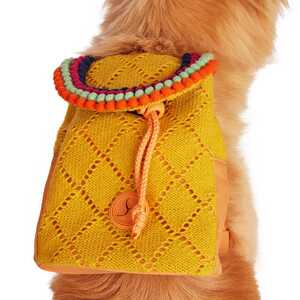 Youly Spring Backpack Amarilla Estilo Crochet, X-Chico / Chico