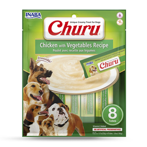 Churu Premio Cremoso Natural para Perro Todas las Etapas de Vida Receta Pollo con Verduras, 160 g