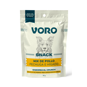Voro Snack Premios Naturales Receta Pechuga e Hígado de Pollo para Perro, 90g