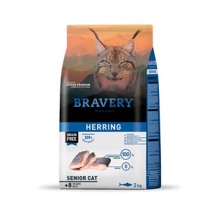 Bravery Alimento Seco Natural Libre de Granos para Gato Senior Receta Arenque, 2 kg Bravery Alimento Seco Natural Libre de Granos para Gato Senior Receta Arenque, 2 kg