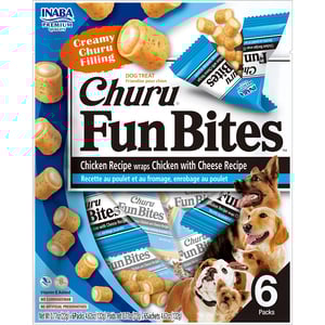Inaba Churu Fun Bites Bocaditos de Pollo Rellenos de Queso para Perro Todas las Etapas de Vida, 60 g Inaba Churu Fun Bites Bocaditos de Pollo Rellenos de Queso para Perro Todas las Etapas de Vida, 60 g