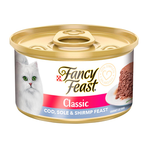 Fancy Feast Gourmet Mousse Alimento Húmedo para Gato Receta Pescado y Camarón, 85 g