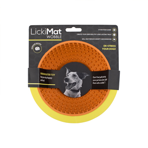 LickiMat Wobble Tazón Interactivo Tambaleante para Alimento Húmedo para Perro, Naranjo