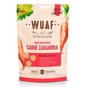 Wuaf Snack Premios Para Perros sabor Carne Zanahoria, 100 g