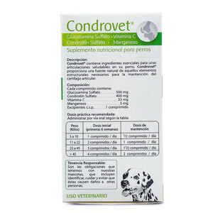 Drag Pharma Condrovet Suplemento Nutricional Articular para Perros, 30 Comprimidos