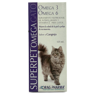 Drag Pharma Superpet Omega Gato Suplemento Nutricional de Ácidos Grasos para Gato, 125 ml