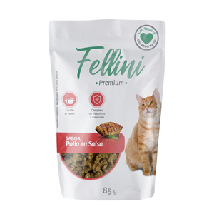 Fellini Alimento Natural Húmedo para Gatos Receta Pollo en Salsa, 85 g