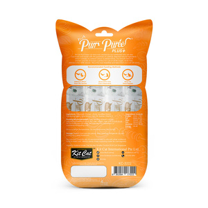 Kit Cat Purr Purée Plus+ Snack Cuidado Piel y Pelo Receta Pollo y Aceite de Pescado para Gato, 60 g