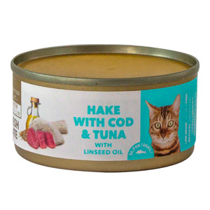 Amity Alimento Húmedo Natural para Gato Adulto Esterilizado Receta Merluza, Bacalao y Atún, 80 g