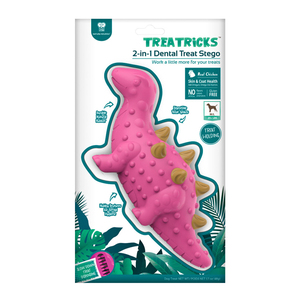 Treatricks Juguete Dental Rellenable con Diseño Estegosaurio para Perro, Mediano/ Grande