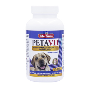 Petavit Tabletas Multivitamínicas con Minerales y Aminoácidos para Perro, 60 Tabletas