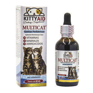 Kitty Aid Multicat Suplemento Nutricional Multivitamínico en Gotas para  Gatos, 60 ml