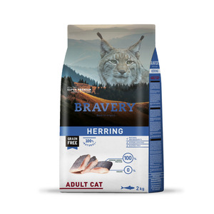 Bravery Alimento Natural Libre de granos para Gato Adulto Receta de Arenque, 2 kg
