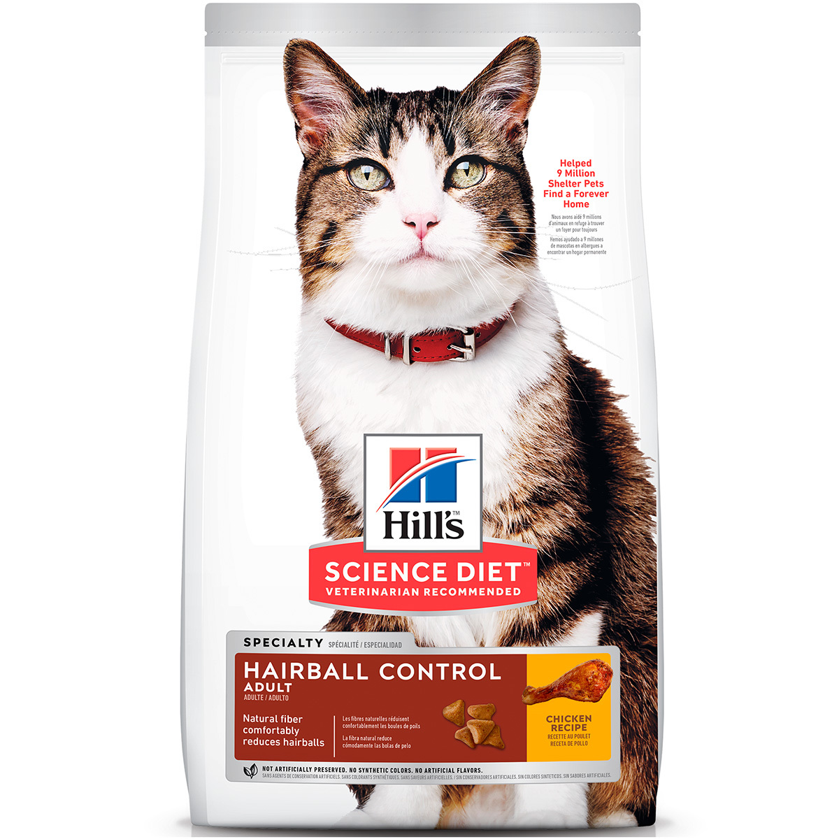 Hill's Science Diet Alimento Seco Control Bolas de Pelo para Gato Adulto Receta Pollo, 7 kg